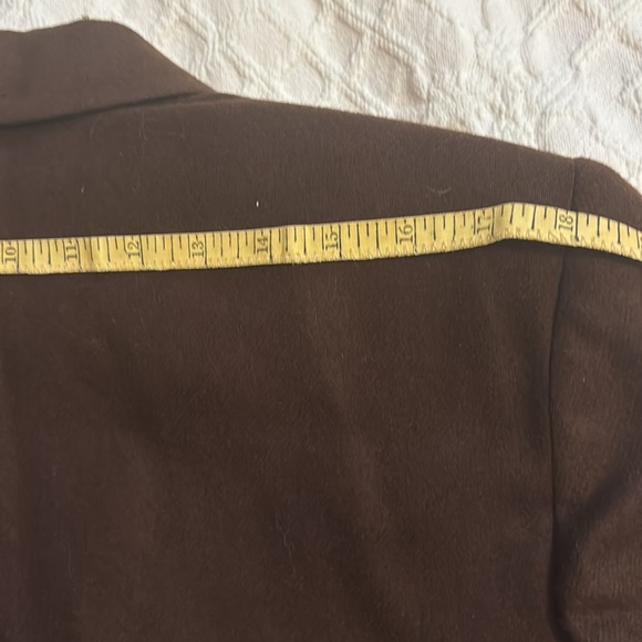 1990’s Requirements sz.12 chocolate brown lined 100% wool double breasted blazer - Picture 6 of 10